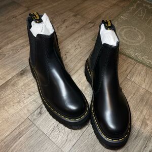 Dr. Martens Black Leather Chelsea Boots with Yellow Stitching-Brand New!!